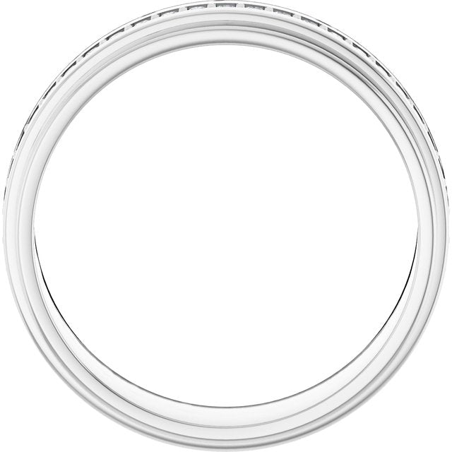 14K White Gold Round 1.2 Mm X 7 Mm Si2-Si3, Gh Polished 1/3 Ctw Natural Diamond Eternity Band, Size 8