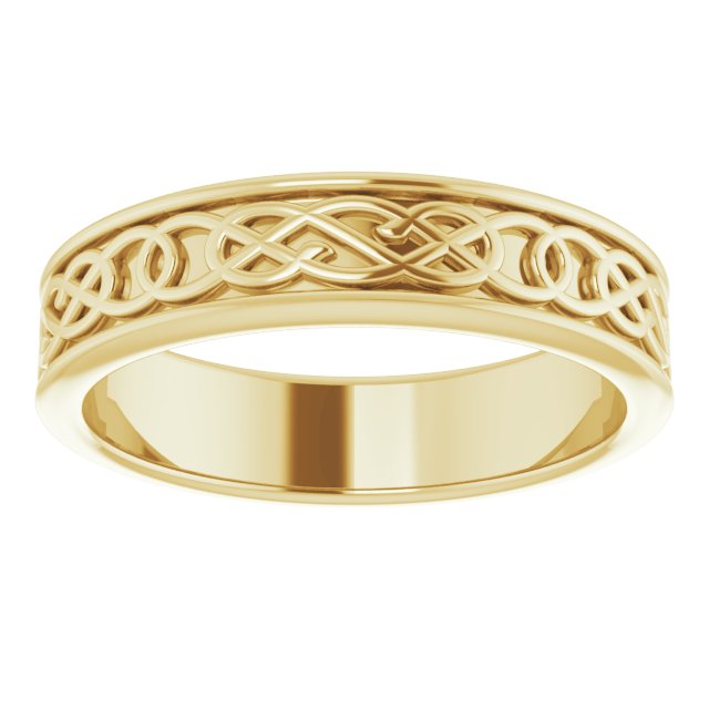 14K Or 10K Yellow Or White Gold Or Sterling Silver Polished Celtic-Inspired Standard-Fit Flat Band