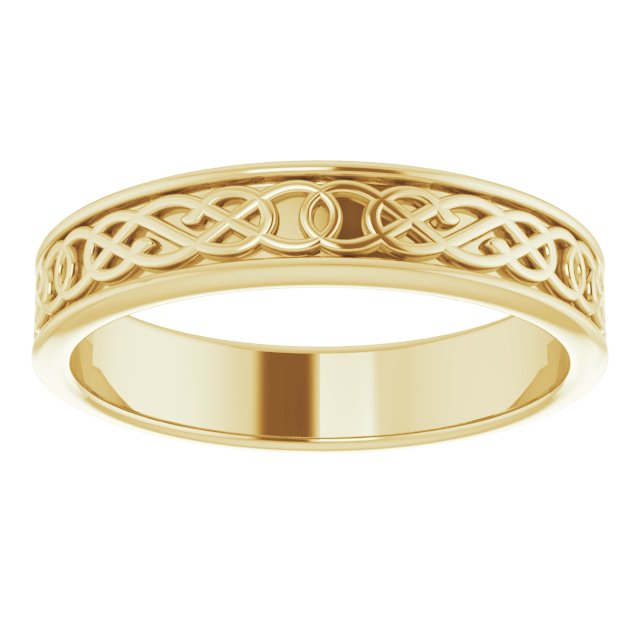 14K Yellow Gold 5 Mm Polished Celtic-Inspired Standard-Fit Flat Band