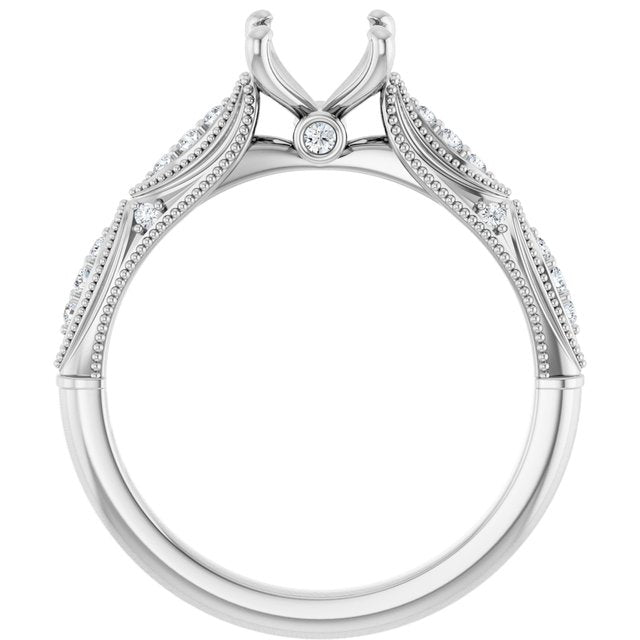 14K White Or Yellow Gold Round 6.5 Mm Polished 1/10 Ctw Lab-Grown Diamond Semi-Set Engagement Ring, Size 7