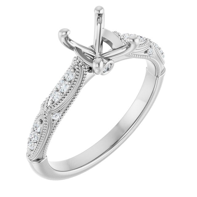 14K Yellow Or White Gold Oval 8 X 6 Mm Polished 1/10 Ctw Lab-Grown Diamond Semi-Set Engagement Ring, Size 7