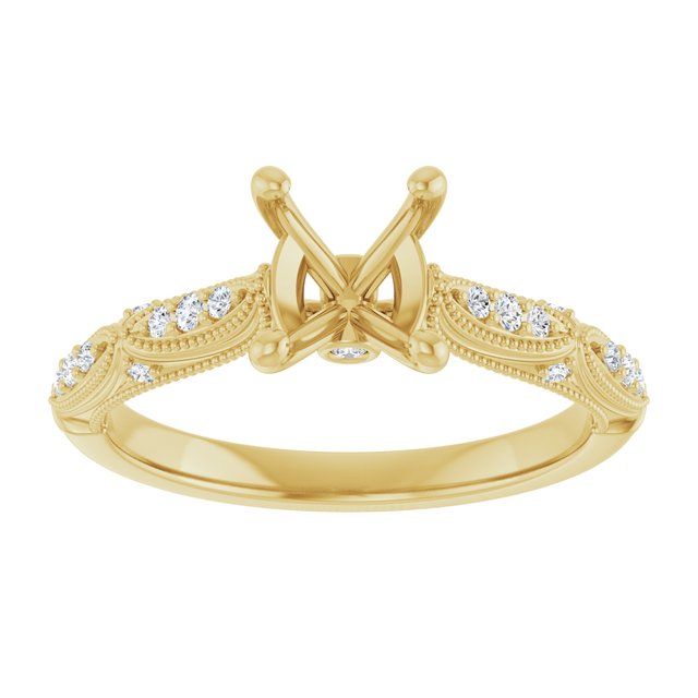 14K Yellow Or White Gold Oval 8 X 6 Mm Polished 1/10 Ctw Lab-Grown Diamond Semi-Set Engagement Ring, Size 7