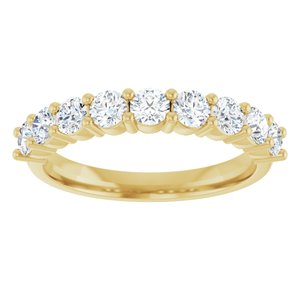 14K Yellow Gold Round 3 Mm Polished 3/4 Ctw Natural Diamond Anniversary Band Size 7