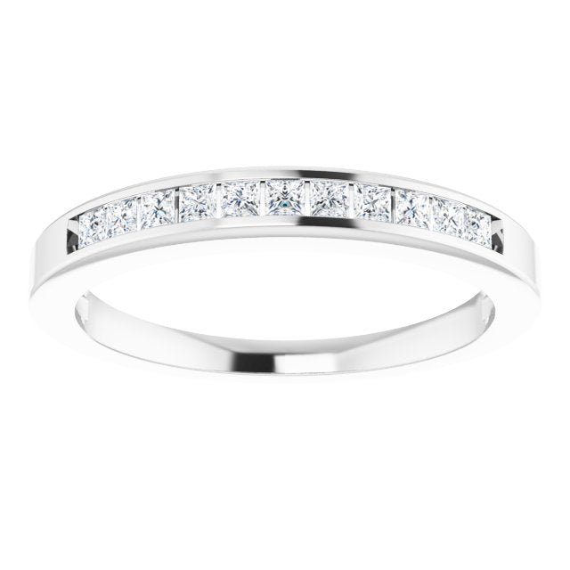 14K White Gold Square 1.5 X 1.5 Mm Si2-Si3, G-H Polished 1/4 Ctw Natural Diamond Anniversary Band, Size 8