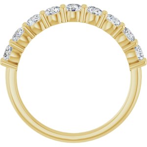 14K Yellow Gold Round 3 Mm Polished 3/4 Ctw Natural Diamond Anniversary Band Size 7