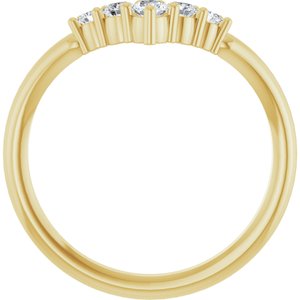 14K Yellow Gold Lab-Grown Diamond Round 2.8 Mm Lab-Grown Diamond Polished 1/4 Ctw Lab Grown Diamond Graduated V Ring Size 7