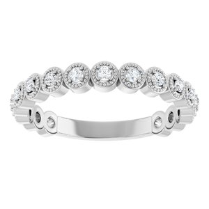 14K White Gold Natural Diamond Round 1.5 Mm Polished 1/5 Ctw Natural Diamond Anniversary Band Size 7