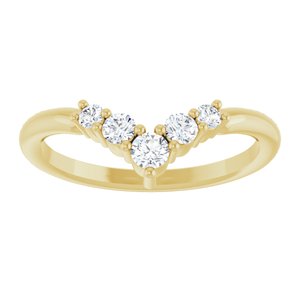 14K Yellow Gold Lab-Grown Diamond Round 2.8 Mm Lab-Grown Diamond Polished 1/4 Ctw Lab Grown Diamond Graduated V Ring Size 7