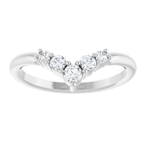 14K White Gold Lab-Grown Diamond Round 2.8 Mm Lab-Grown Diamond Polished 1/4 Ctw Lab Grown Diamond Graduated V Ring Size 7