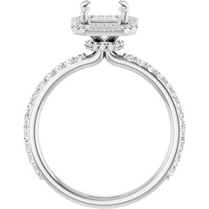 14K White Gold Emerald 8 X 6 Mm Lab-Grown Diamond Polished 3/8 Ctw Lab-Grown Diamond Semi-Set Engagement Ring Size 7