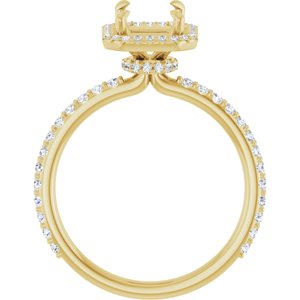 14K Yellow Gold Emerald 8 X 6 Mm Lab-Grown Diamond Polished 3/8 Ctw Lab-Grown Diamond Semi-Set Engagement Ring Size 7