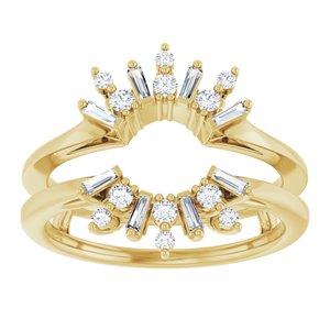 14K Yellow Gold Round Lab-Grown Diamond Polished 1/3 Ctw Lab Grown Diamond Art Deco Ring Guard Size 7