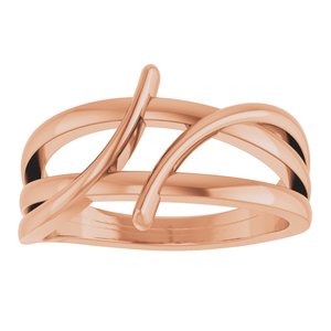 14K Rose Gold Polished Freeform Bypass Ring Size 7
