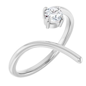 14K White Gold Round 4.05 Mm Polished 1/4 Ct Lab-Grown Diamond Negative Space Ring Size 7