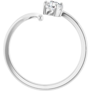 14K White Gold Round 4.05 Mm Polished 1/4 Ct Lab-Grown Diamond Negative Space Ring Size 7