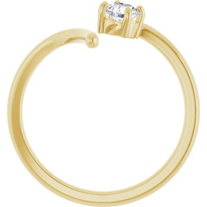 14K Yellow Gold Round 4.05 Mm Polished 1/4 Ct Lab-Grown Diamond Negative Space Ring Size 7
