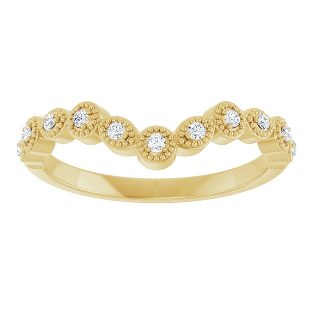 14K Yellow Gold Round 1.3 Mm Polished 1/10 Ctw Natural Diamond Vintage-Inspired Contour Band, Size 7