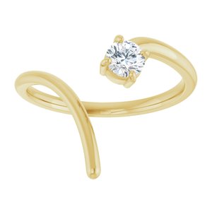 14K Yellow Gold Round 4.05 Mm Polished 1/4 Ct Lab-Grown Diamond Negative Space Ring Size 7