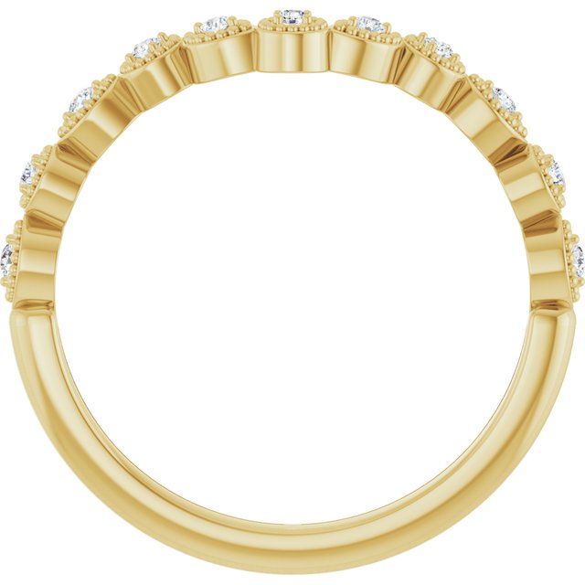 14K Yellow Gold Round 1.3 Mm Polished 1/10 Ctw Natural Diamond Vintage-Inspired Contour Band, Size 7