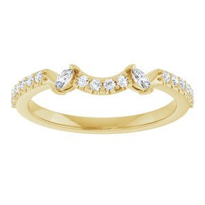 14K Yellow Gold Round All Sizes Natural Standard Diamond Si2-Si3, Ghi, G-H :: 1/5 Ctw Polished 1/5 Ctw Natural Diamond Matching Band