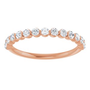 14K Rose Gold Round 2 Mm Polished 1/2 Ctw Lab-Grown Diamond Anniversary Band Size 7