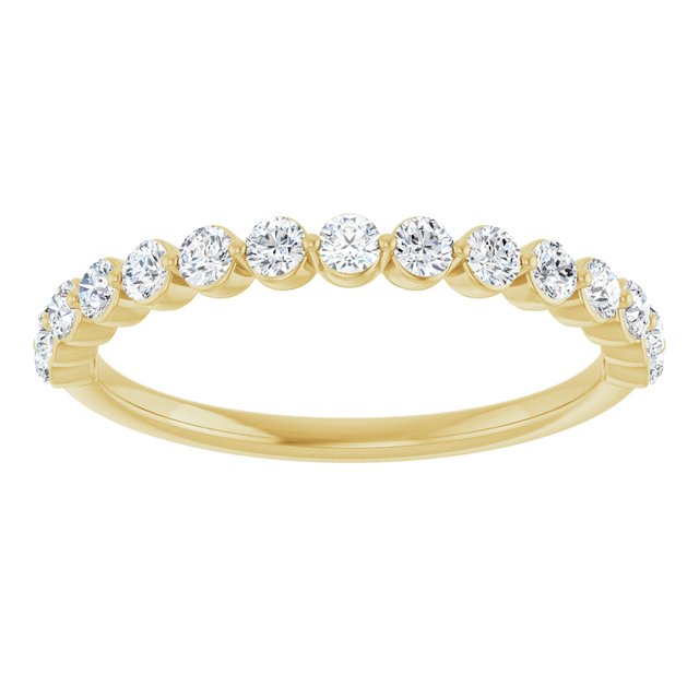 14K Yellow Gold Round 2 Mm Polished 1/2 Ctw Lab-Grown Diamond Anniversary Band, Size 7