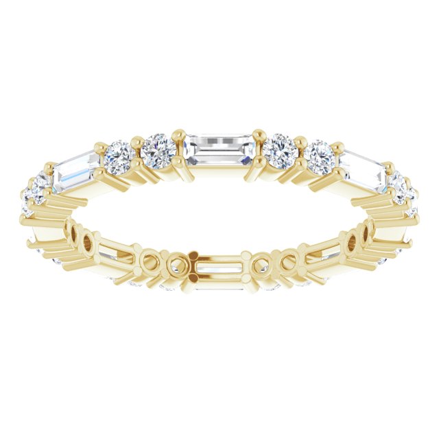 14K Yellow Gold Round Si2-Si3, G-H Polished 5/8 Ctw Natural Diamond Eternity Band, Size 4