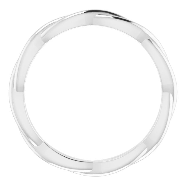 14K White Gold Polished Woven Standard-Fit Band, Size 8