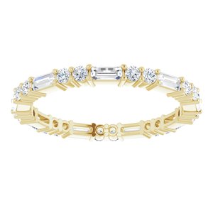 14K Yellow Gold Round G-H Si2-Si3 3/4 Ctw Natural Diamond Eternity Band Size 6.5