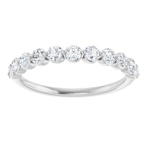 14K White Gold Round 2.5 Mm Polished 5/8 Ctw Lab-Grown Diamond Anniversary Band Size 7