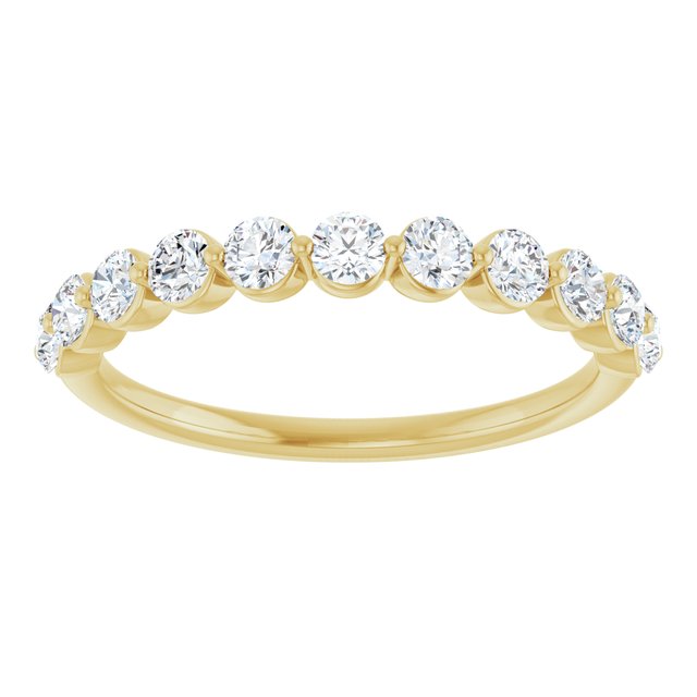14K Yellow Gold Round 2.5 Mm Polished 5/8 Ctw Natural Diamond Anniversary Band, Size 7