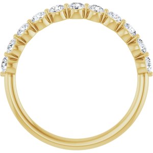 14K Yellow Gold Round 2.5 Mm Polished 5/8 Ctw Lab-Grown Diamond Anniversary Band Size 7