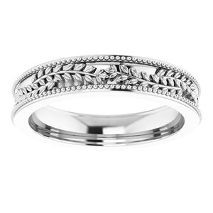 14K White Gold Floral Band Size 4