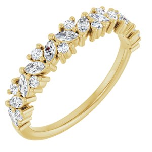 14K Yellow Gold Marquise 3 X 1.5 Mm Polished 1/2 Ctw Lab-Grown Diamond Anniversary Band Size 7