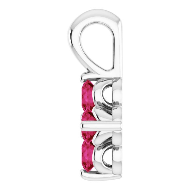 Sterling Silver Round 2 Mm Polished Imitation Ruby Pendant