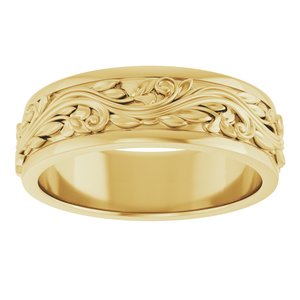 14K Yellow Or White Gold Or Sterling Silver Or Platinum 7 mm Polished Sculptural-Inspired Band