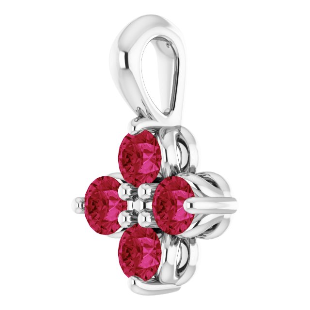 Sterling Silver Round 2 Mm Polished Imitation Ruby Pendant