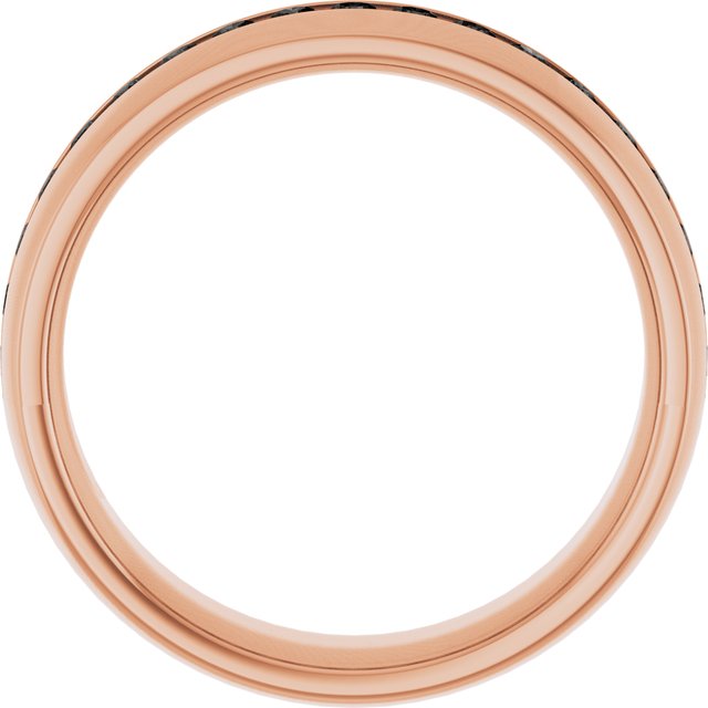 14K Rose Gold Round 1.7 Mm Polished 3/8 Ctw Natural Black Diamond Band, Size 7