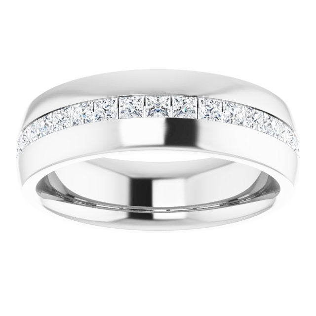 14K White Gold Square 2 X 2 Mm Si2-Si3, G-H Polished 1 Ctw Natural Diamond Band, Size 7