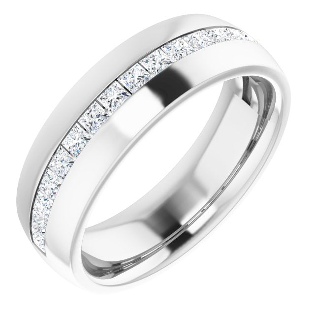 14K White Gold Square 2 X 2 Mm Si2-Si3, G-H Polished 1 Ctw Natural Diamond Band, Size 7