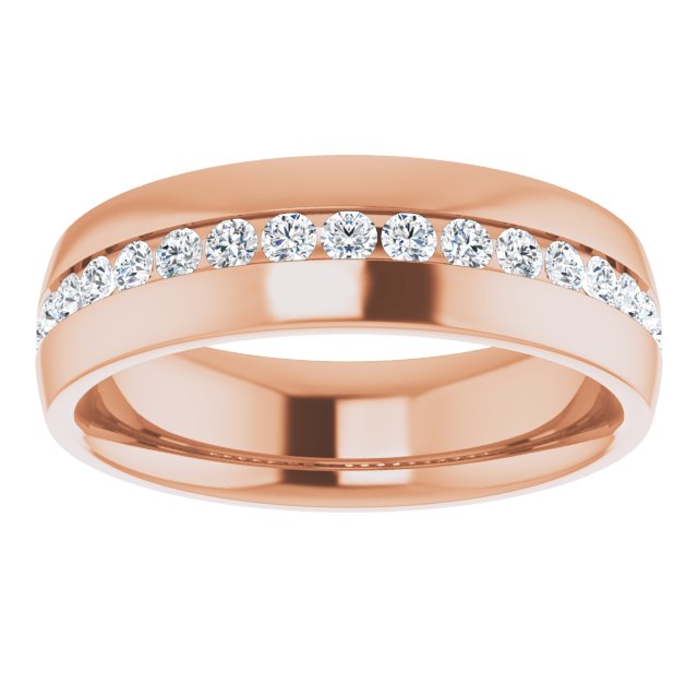 14K Rose Gold Round 2 Mm Si2-Si3, G-H Polished 1/2 Ctw Natural Diamond Band, Size 7