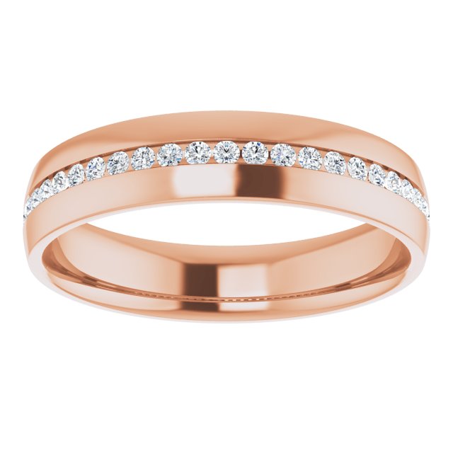 14K Rose Gold Round 1.7 Mm Si2-Si3, G-H Polished 3/8 Ctw Natural Diamond Band, Size 7