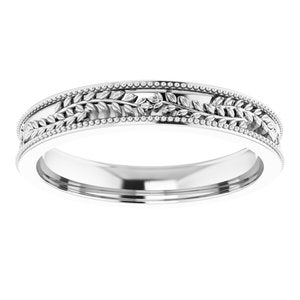 14K White Gold Floral Band Size 8