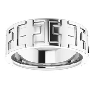 14K White Gold Cross Band Size 7