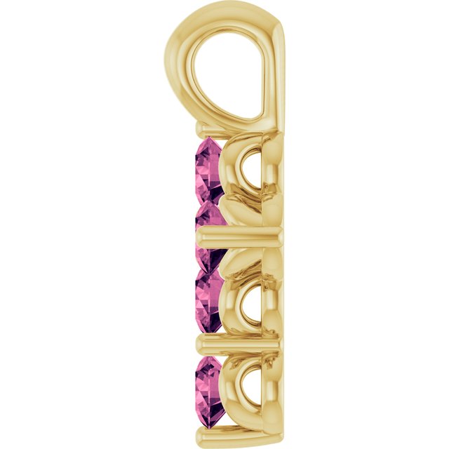 14K Yellow Gold Round 2 Mm 11.5 X 6.1 Mm Polished Natural Pink Tourmaline Cross Pendant