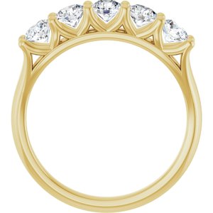 14K Yellow Gold Round 3.8 Mm Polished 1 Ctw Lab-Grown Diamond Anniversary Band Size 7