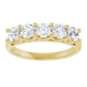 14K Yellow Gold Round 3.8 Mm Polished 1 Ctw Lab-Grown Diamond Anniversary Band Size 7
