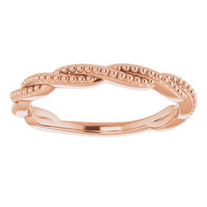14K Rose Gold Polished Stackable Twisted Beaded Ring Size 7