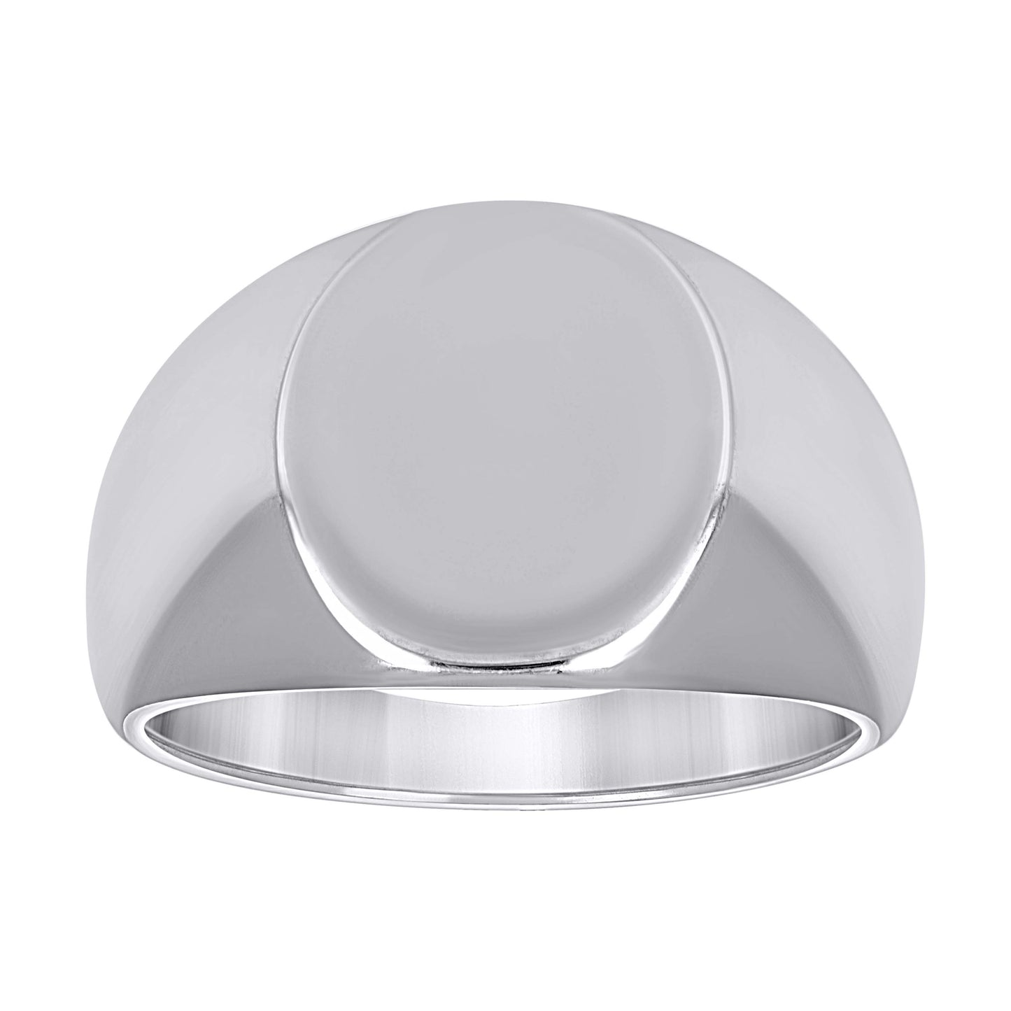 Stainless Steel Mens Oval Signet Polished Plain Band Sizes 7 - 14 Comfort-Fit Fashion Bridal Anniversary Wedding Engagement Band Ring