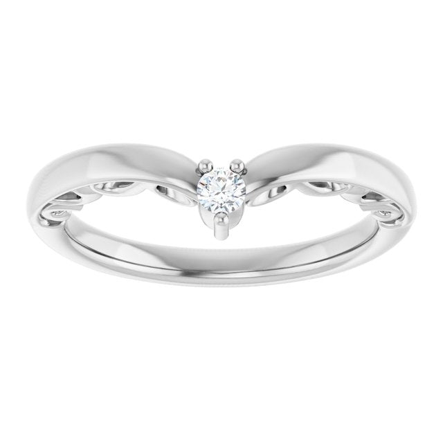 14K White Gold Round 2.5 Mm Polished .06 Ctw Natural Diamond Sculptural Contour Band, Size 7
